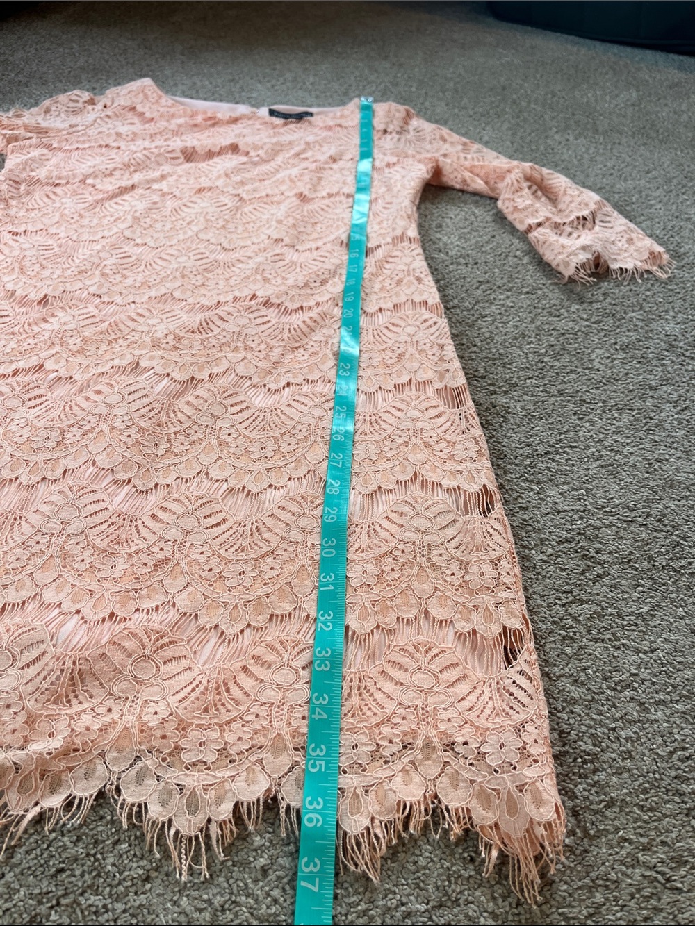 🍑🍑🍑Jessica Howard Elegant Bright Pastel Peach Boat Neck Lace Dress sz10 - Picture 13 of 16